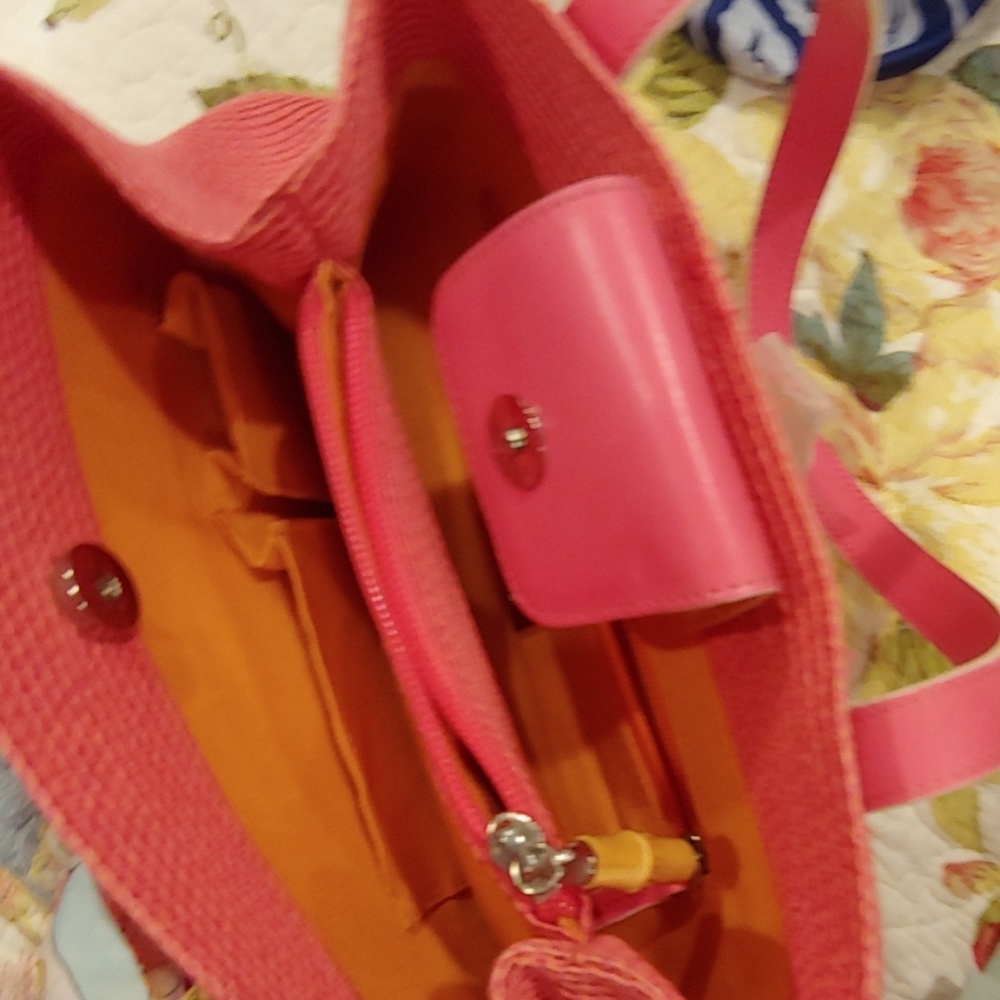Talbots Pink shoulder bag w/silk tie - Picture 3 of 5